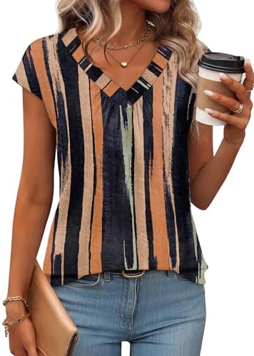 A relaxed cotton-blend tank patterned in charcoal stripes, cut with an open V-neckline for sunny afternoons and easy travel days.