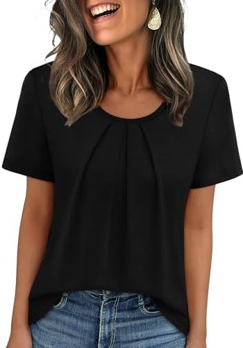Pleats down the center give this scoop neck tee an airy drape that moves easily through warm afternoons and busy mornings.