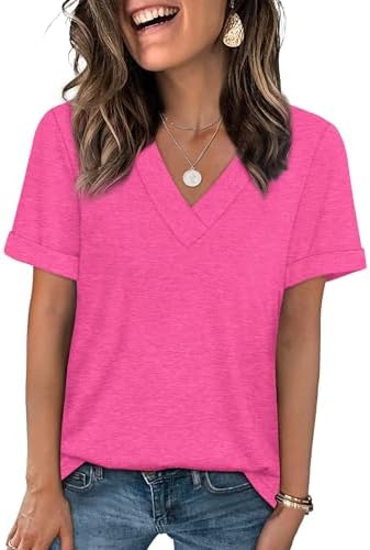 A vivid hot pink knit cut with neat rolled sleeves and an open v-neck for sunny afternoons.