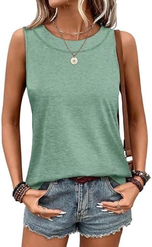 Cut with a curved hem and a relaxed drape, this sleeveless crewneck blouse pairs easily with shorts or denim.