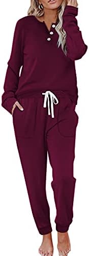 Saturated magenta fleece brings a bright, warm pop of color to this cozy henley top and drawstring sweatpants matching set.