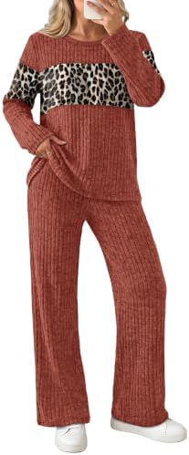 Warm caramel tones meet crisp leopard print in this relaxed two-piece set cut from our softest breathable knit.