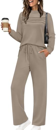 Spun from drapey spacer knit in rich coffee brown, this long-sleeve top and cropped wide-leg pant set makes travel dressing easy.