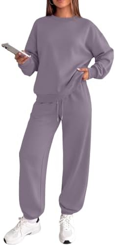 A muted grey purple knit brings a quiet tone to this relaxed two-piece tracksuit cut with a crew sweatshirt and tapered joggers.