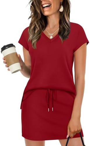 A vibrant red two-piece set cut from airy four-way stretch spacer fabric, featuring built-in shorts with hidden pockets.