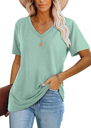 A cool aqua short-sleeve tee cut with a relaxed drape and a classic V-neckline in our soft, stretchy knit.