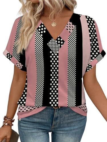 Crisp black stripes give this soft v-neck tee a clean look that pairs with light denim or linen shorts all summer long.