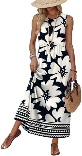 Sprinkled with chrysanthemum blossoms, this breezy babydoll maxi pairs a V-shaped waist seam with roomy side pockets.