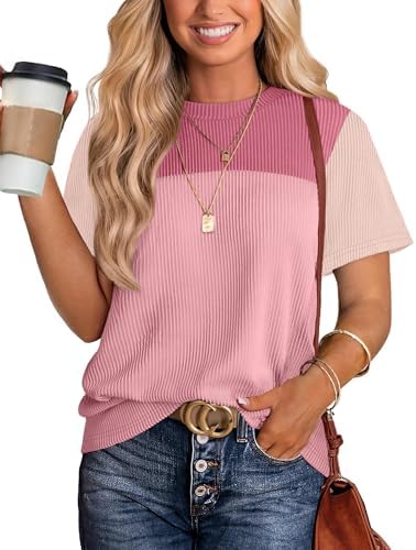 Bold color blocking meets an ultra-soft elastic knit in this relaxed crewneck tee cut for warm sunny days.