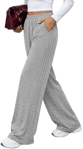 Heather grey knit pairs with casual white sneakers and fall layers in these relaxed, textured wide leg sweatpants.