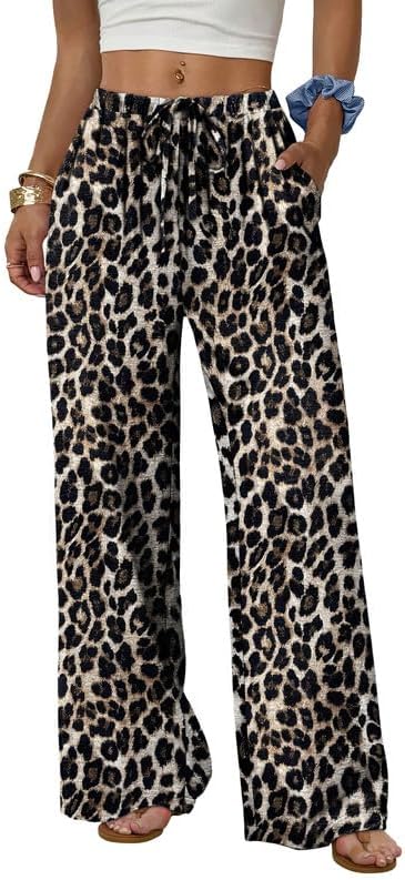 Cut with generous wide legs and an adjustable drawstring waist, these breezy leopard print trousers keep you cool on sunny days.
