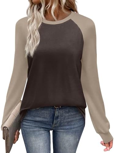 Deep dark brown raglan sleeves frame this crewneck tee, cut in a soft stretch knit that keeps cool evenings easy.